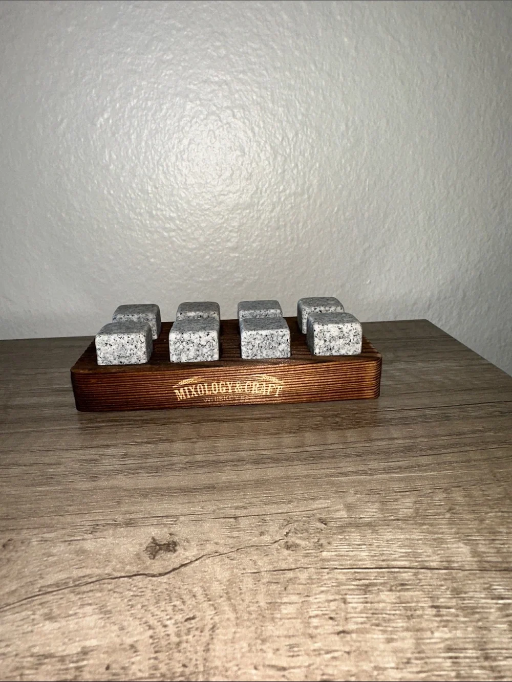 Granite Whiskey Stones with Wooden Tray - Gray